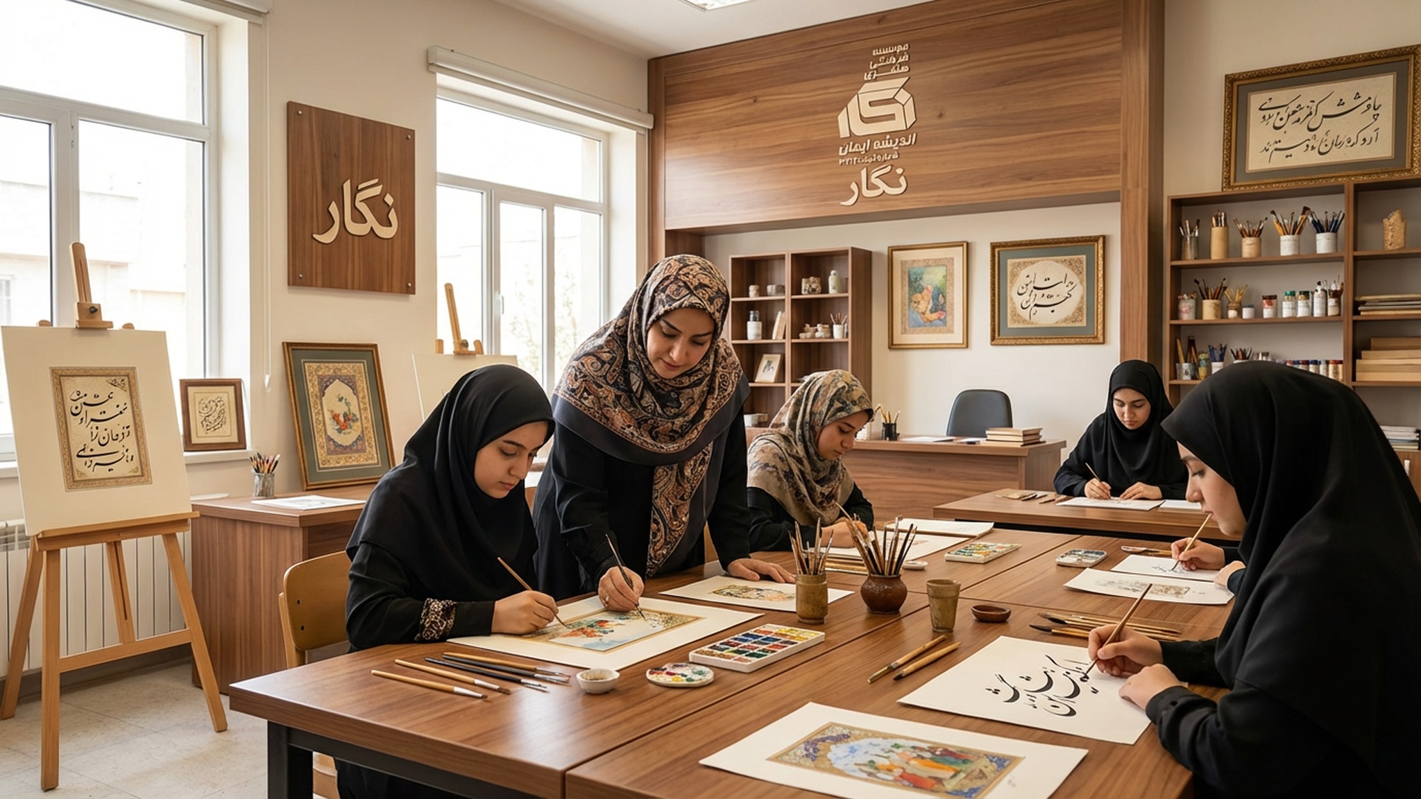 کلاس خانم‌ها - آموزش نقاشی مینیاتور و خوشنویسی